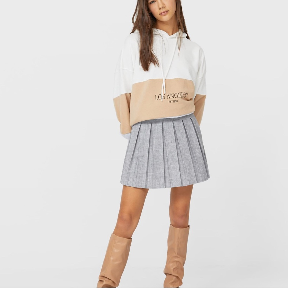 STRADIVARIUS • Gray Pleated Mini Tennis Skirt